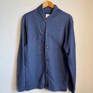 Old Navy Mens Blue Shawl‎ Collar Button Front Cardigan Sweater - L Grandpacore